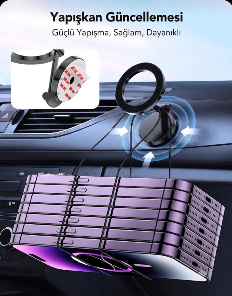 Kevita Prime 360 Dönebilen Ayarlanabilir Araç Içi Tutucu Kullanılabilen Vakumlu K007 Magsafe Telefon Tutucu