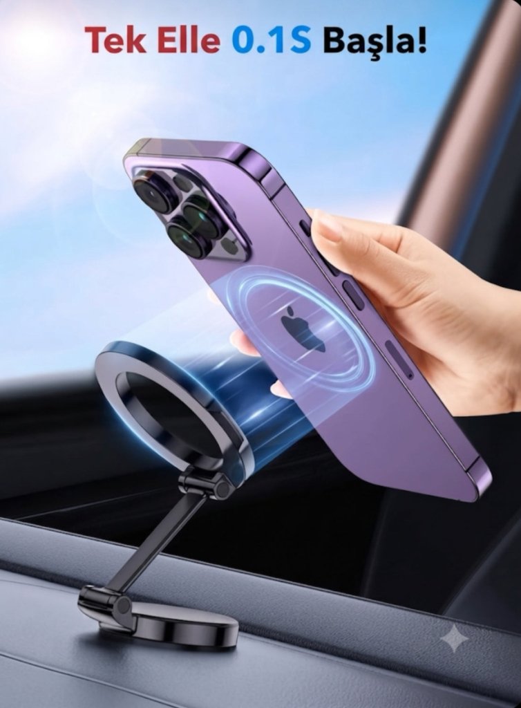 Kevita Prime 360 Dönebilen Ayarlanabilir Araç Içi Tutucu Kullanılabilen Vakumlu K007 Magsafe Telefon Tutucu